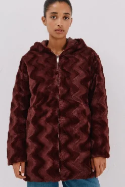 Anoraque acolchoado reversível com efeito de pele
