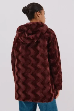 Anoraque acolchoado reversível com efeito de pele