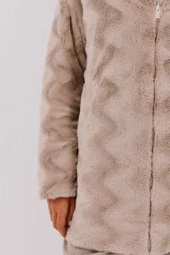 Anoraque acolchoado reversível com efeito de pele