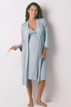 Bata robe técnica "maternity" azul de soft touch