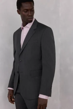 Blazer cinza estruturado slim fit bi-elástico