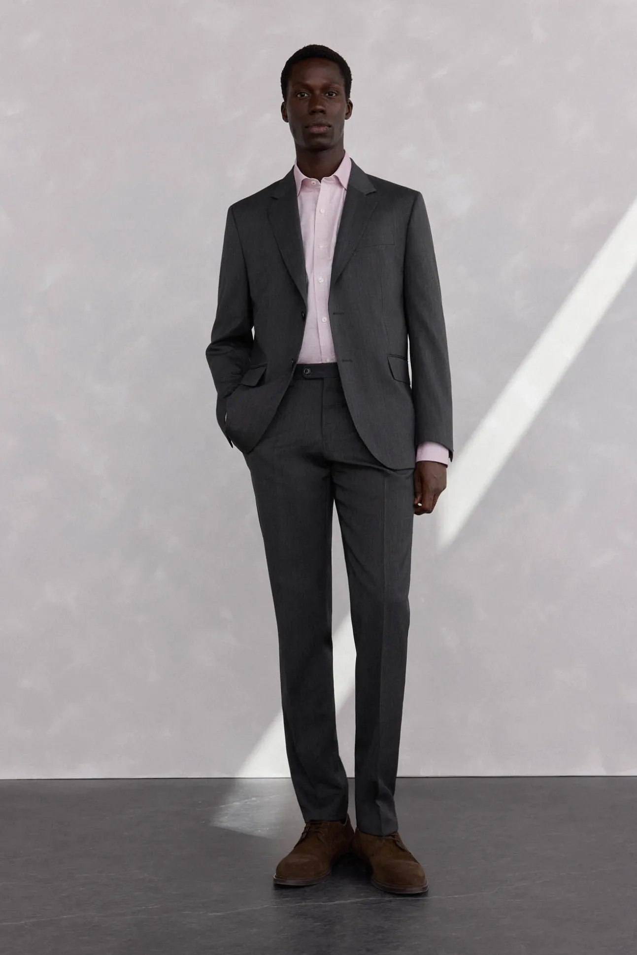 Blazer cinza estruturado slim fit bi-elástico