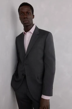 Blazer cinza estruturado slim fit bi-elástico