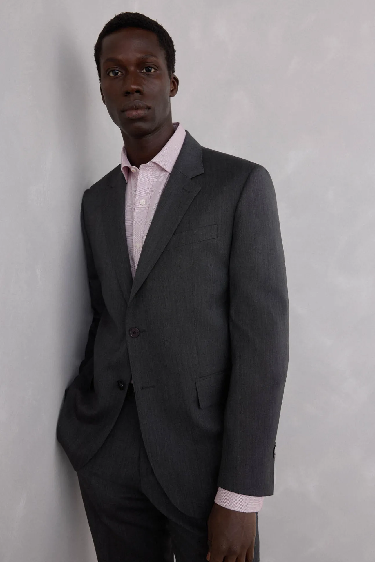 Blazer cinza estruturado slim fit bi-elástico