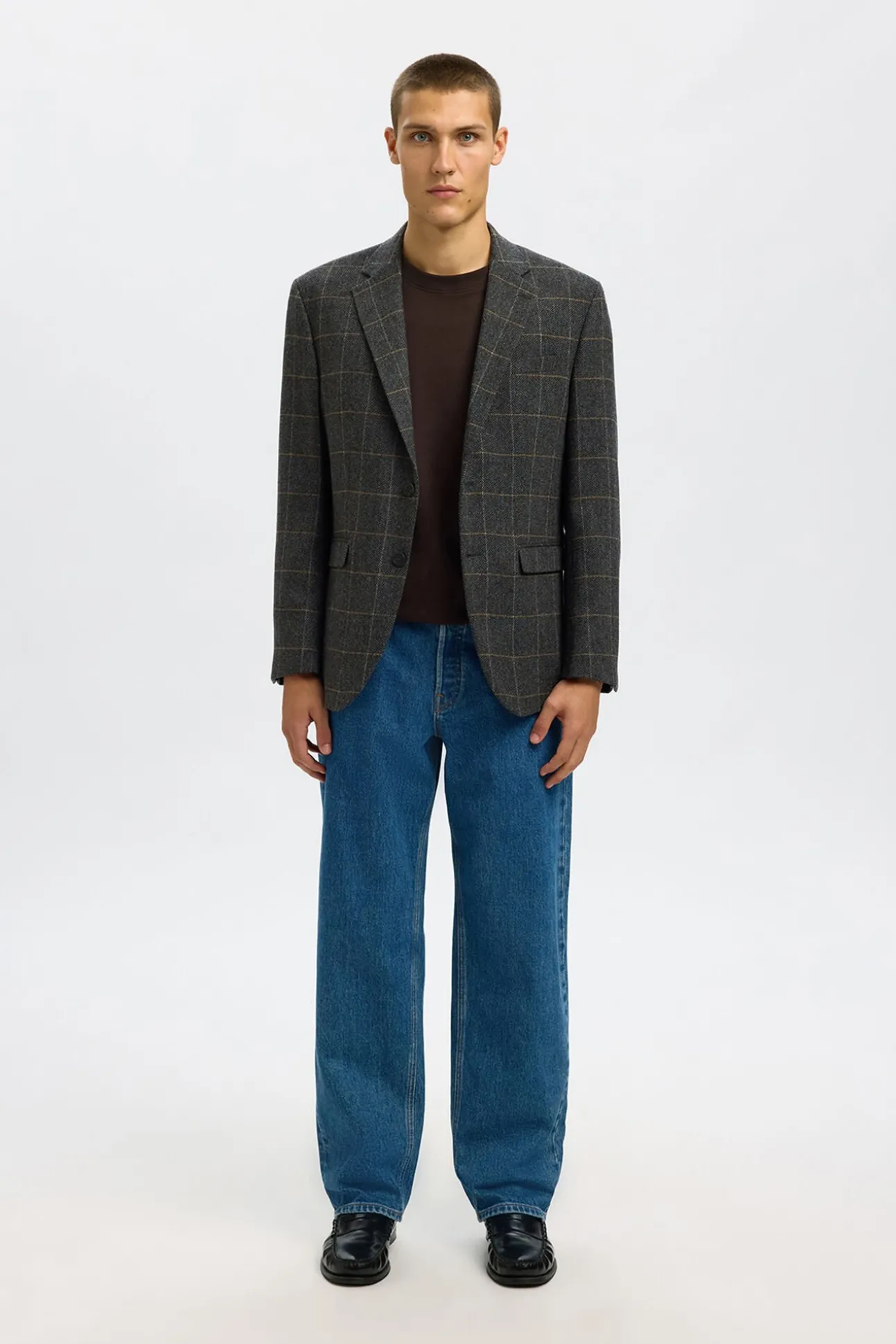 Blazer de lã xadrez