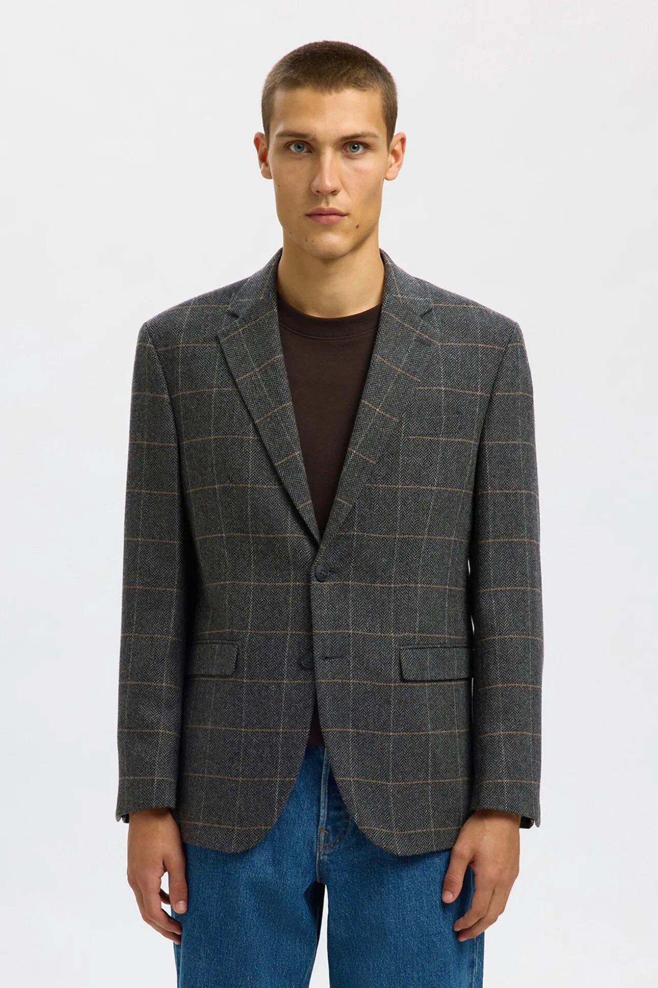 Blazer de lã xadrez