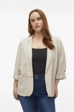Blazer de linho e manga 3/4 (tamanho grande)