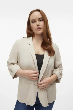 Blazer de linho e manga 3/4 (tamanho grande)