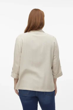 Blazer de linho e manga 3/4 (tamanho grande)