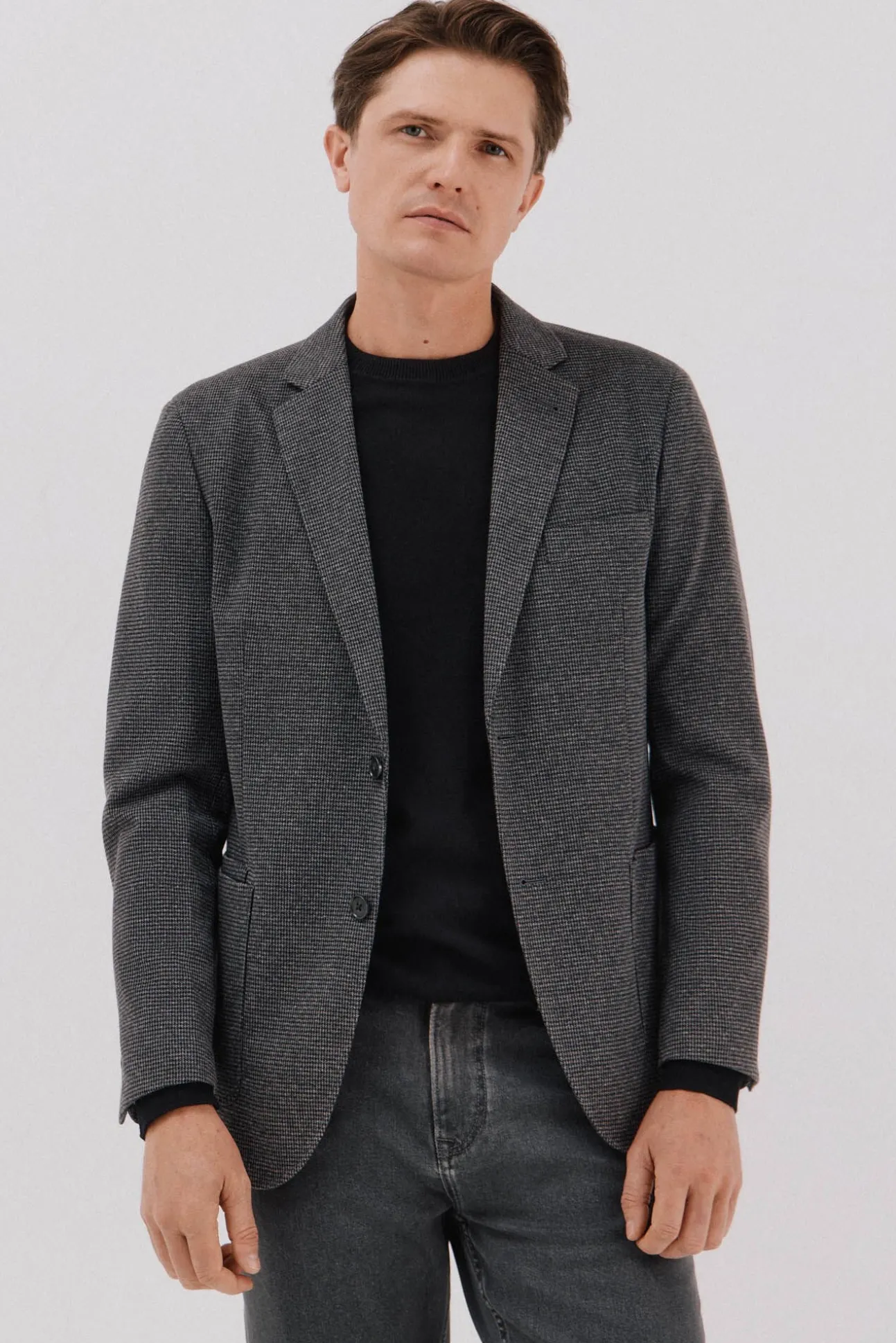 Blazer de malha pied-de-poule