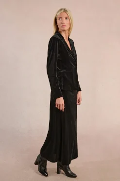 Blazer de veludo com gola e lapela