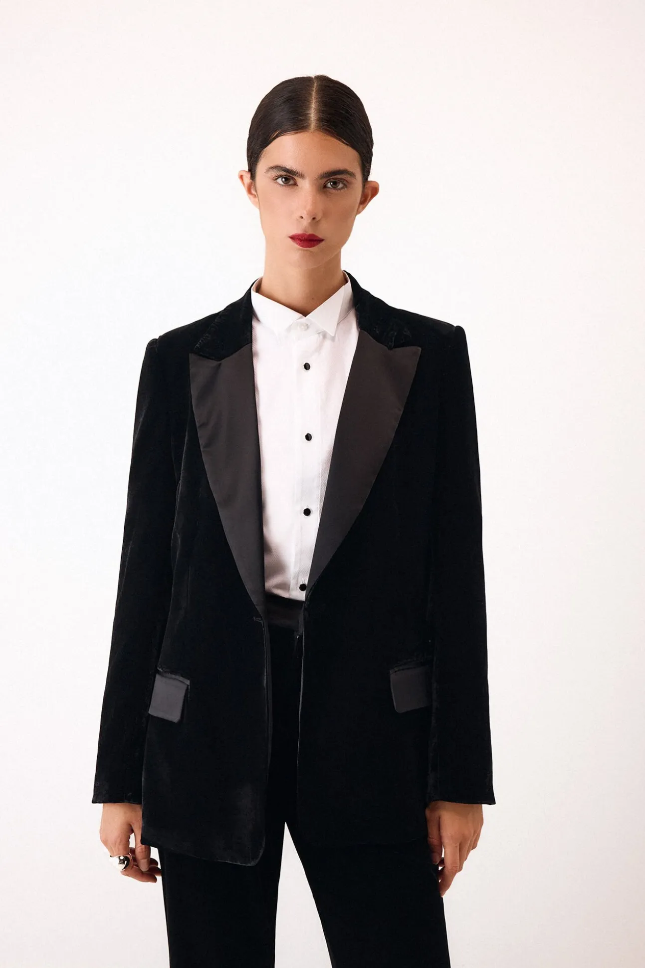 Blazer de veludo e cetim