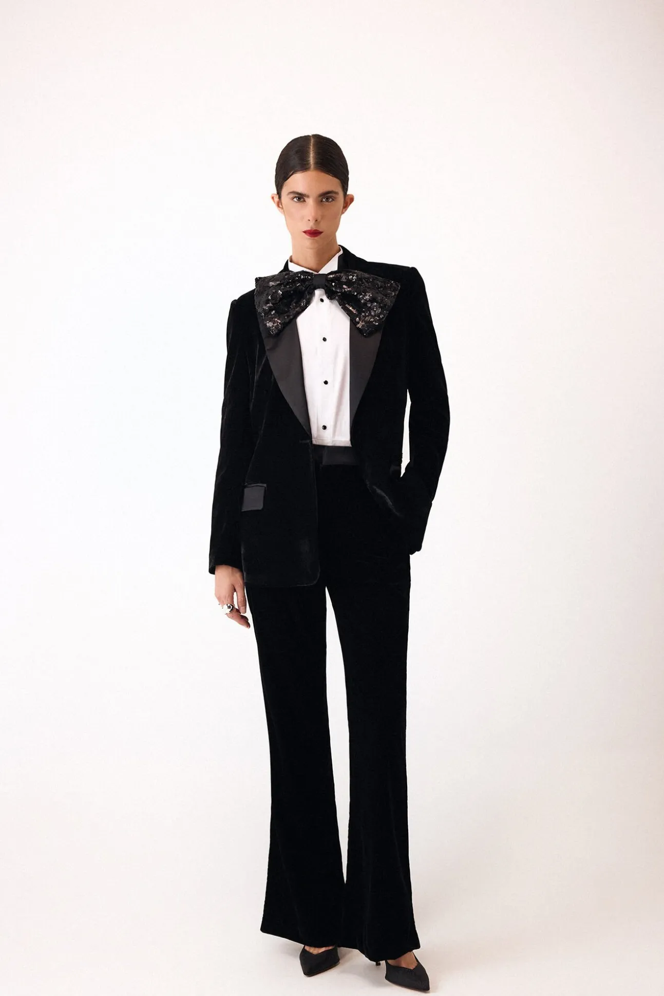 Blazer de veludo e cetim