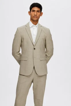 Blazer de xadrez Slim Fit confecionado com materiais reciclados