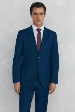 Blazer estruturado azul slim fit bi-elástico