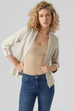 Blazer feminino aberto com lapela