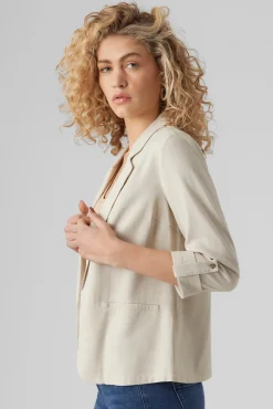 Blazer feminino aberto com lapela
