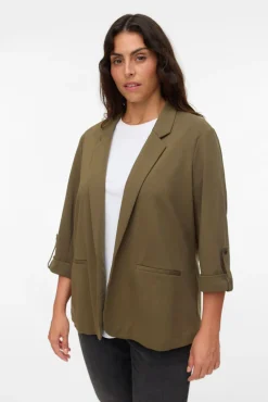Blazer feminino aberto com lapela grande