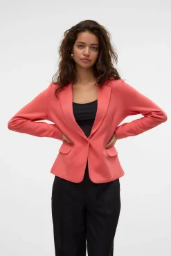 Blazer feminino de manga comprida com bolsos