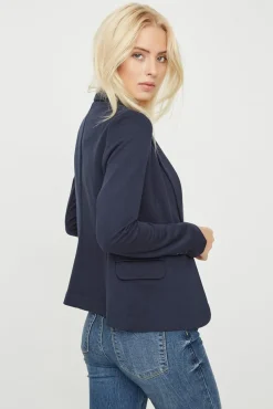 Blazer feminino de manga comprida com bolsos
