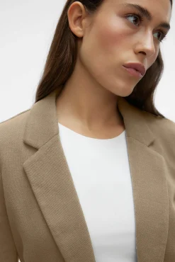 Blazer feminino de manga comprida com bolsos
