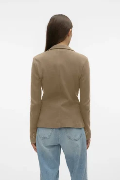 Blazer feminino de manga comprida com bolsos