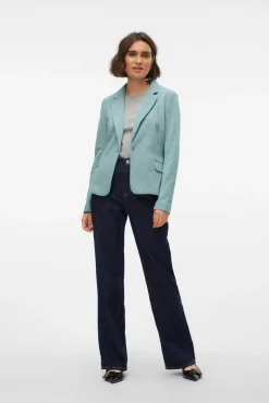 Blazer feminino de manga comprida com bolsos