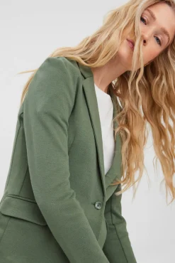 Blazer feminino de manga comprida com bolsos