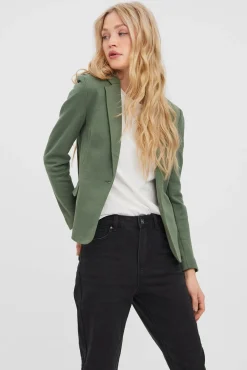 Blazer feminino de manga comprida com bolsos
