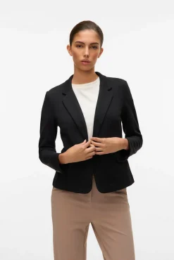 Blazer feminino de manga comprida com bolsos