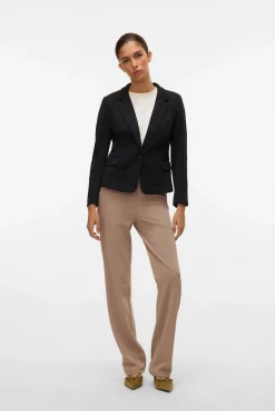 Blazer feminino de manga comprida com bolsos