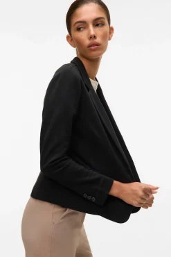 Blazer feminino de manga comprida com bolsos