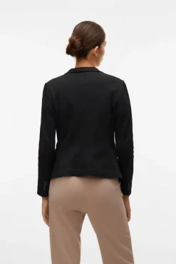 Blazer feminino de manga comprida com bolsos