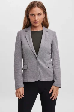 Blazer feminino de manga comprida com bolsos