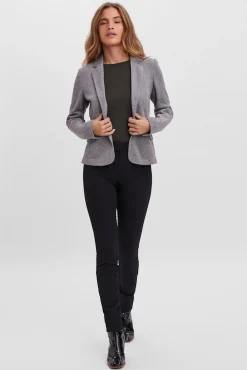 Blazer feminino de manga comprida com bolsos