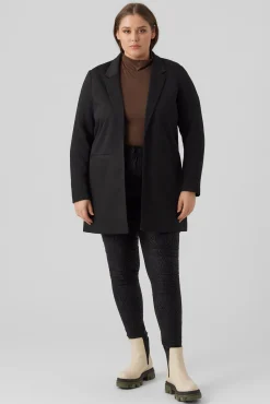 Blazer manga comprida com bolsos plus size