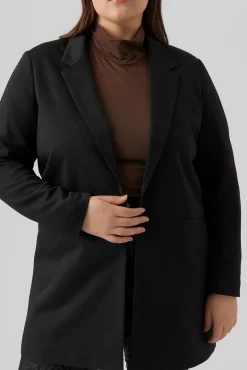 Blazer manga comprida com bolsos plus size