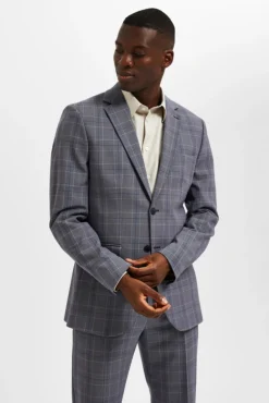 Blazer Slim Fit de xadrez com bolsos