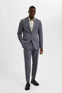 Blazer Slim Fit de xadrez com bolsos