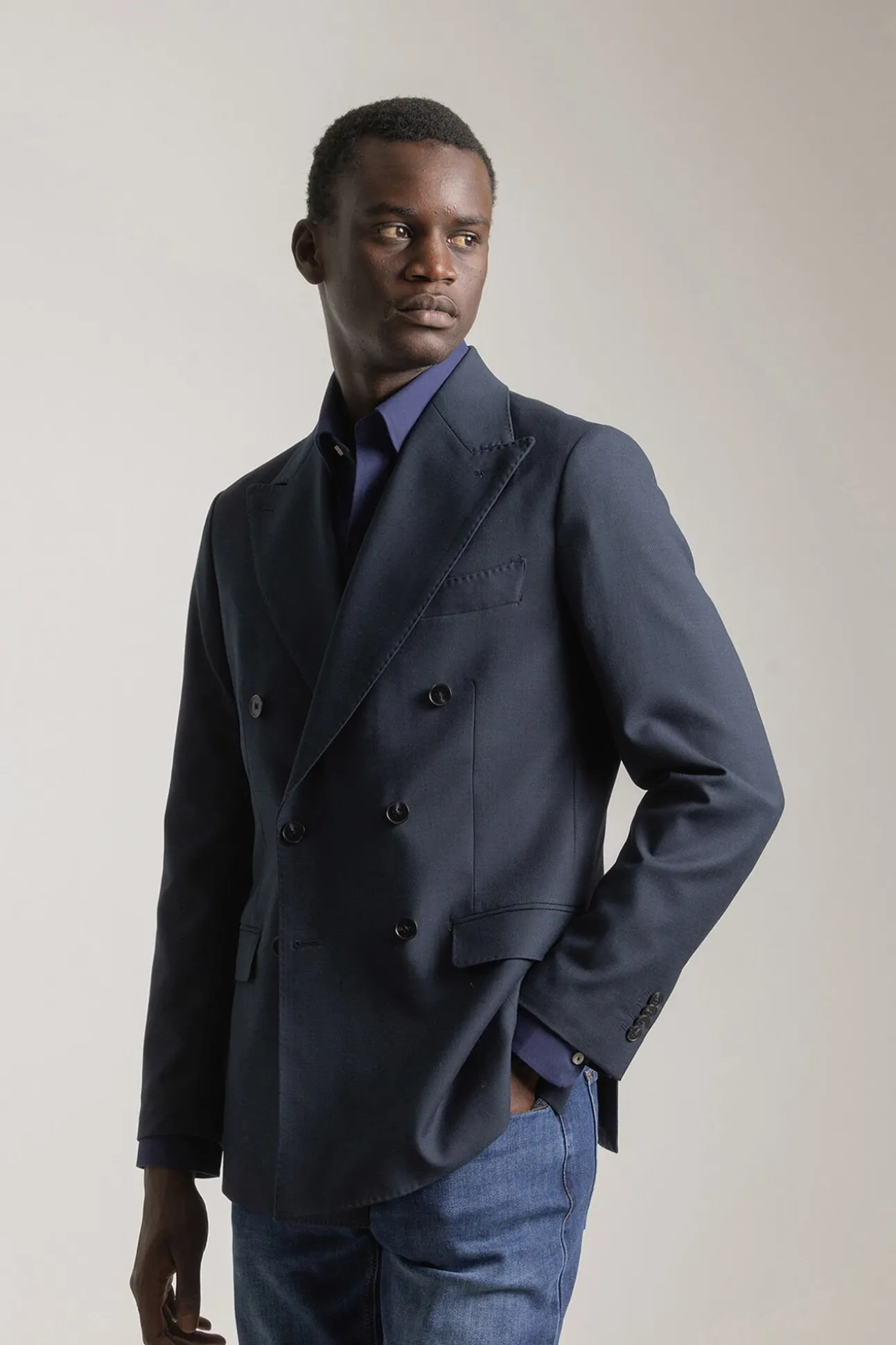 Blazer trespassado duplo slim fit
