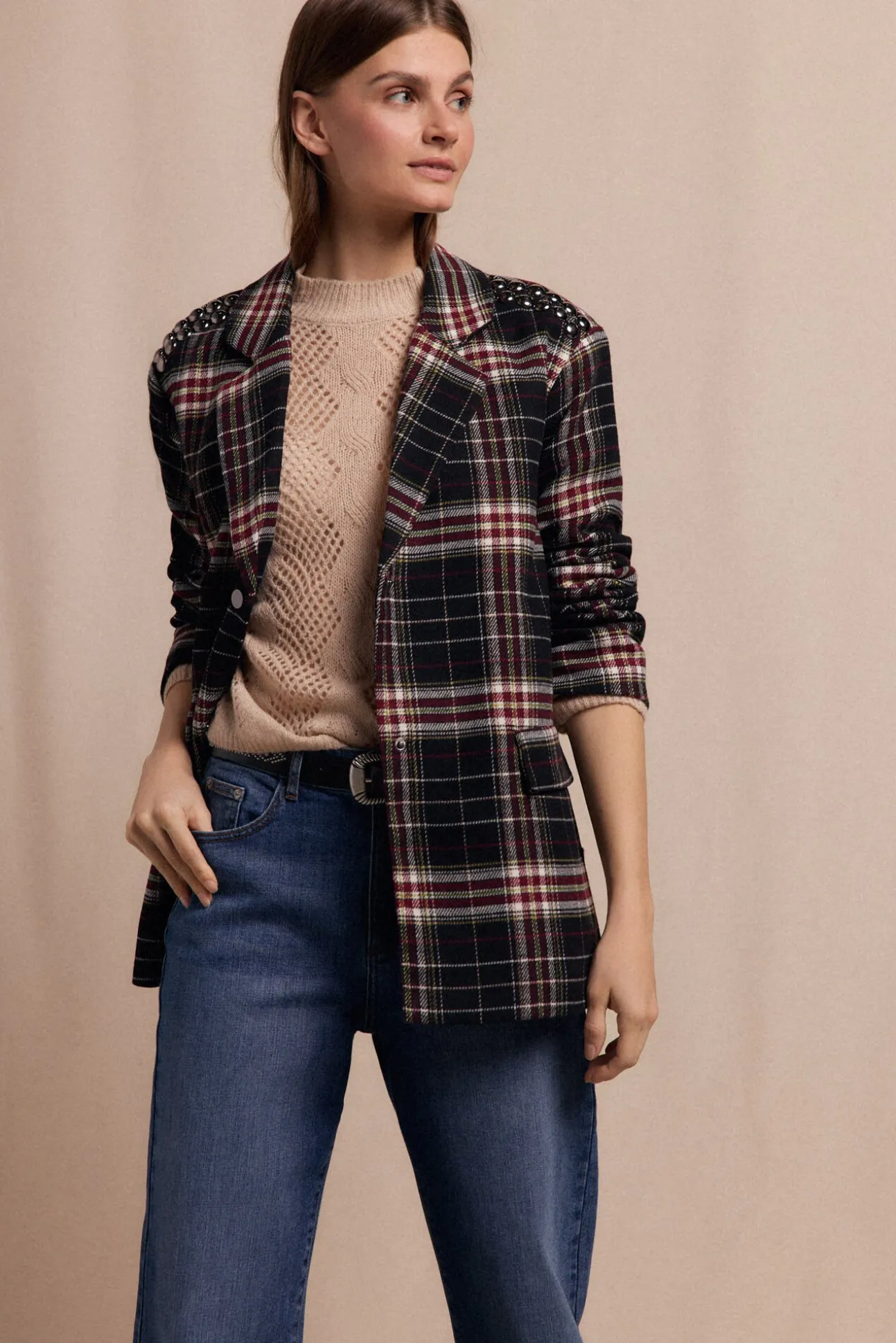 Blazer xadrez com tachas