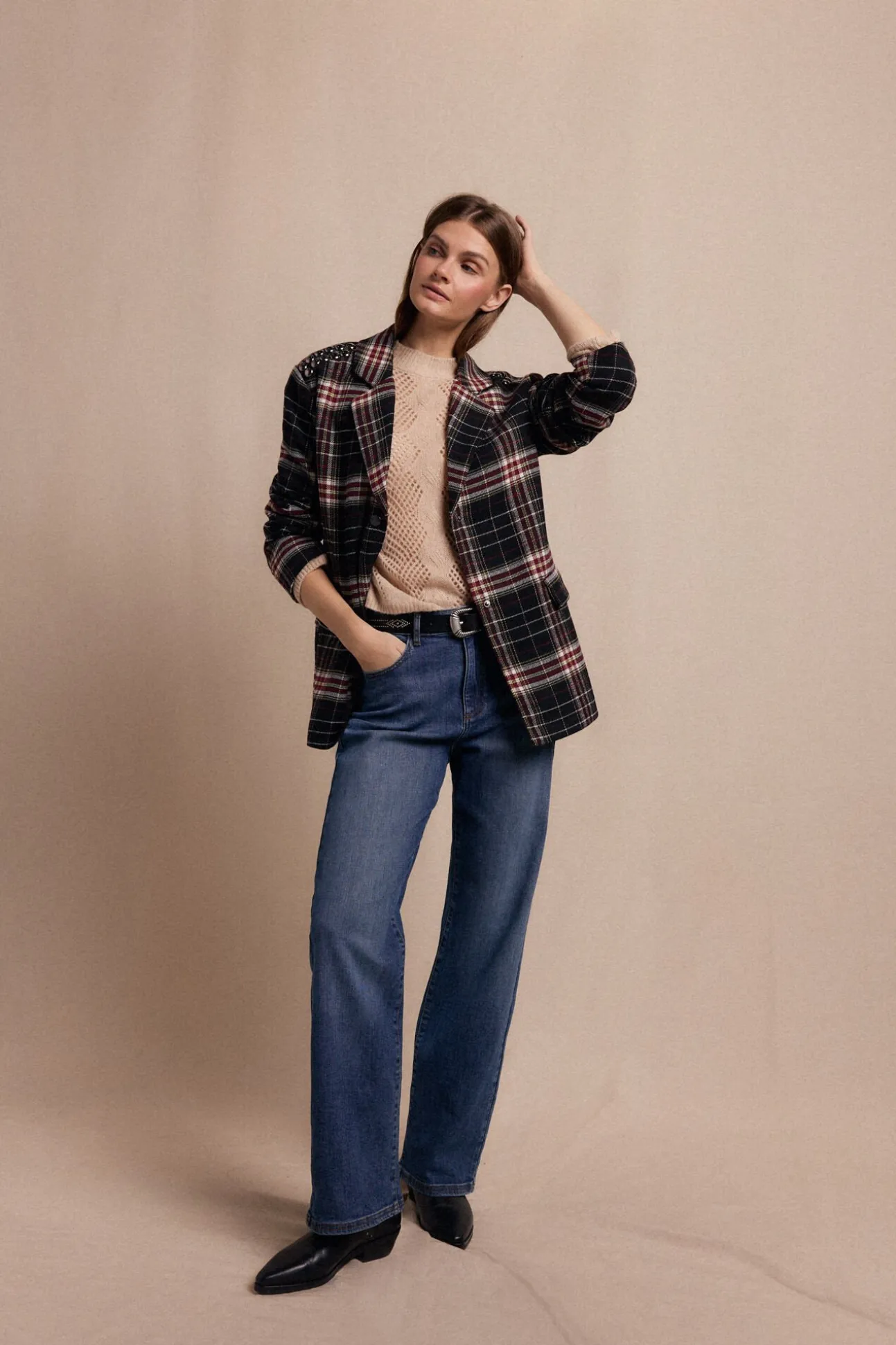 Blazer xadrez com tachas