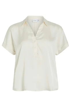 Blusa acetinada de manga curta