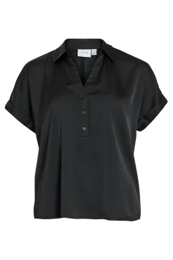Blusa acetinada de manga curta
