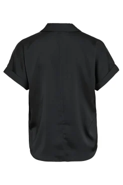 Blusa acetinada de manga curta