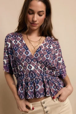Blusa bordado estampada