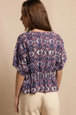 Blusa bordado estampada