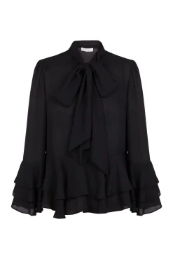 Blusa com babados e laçada