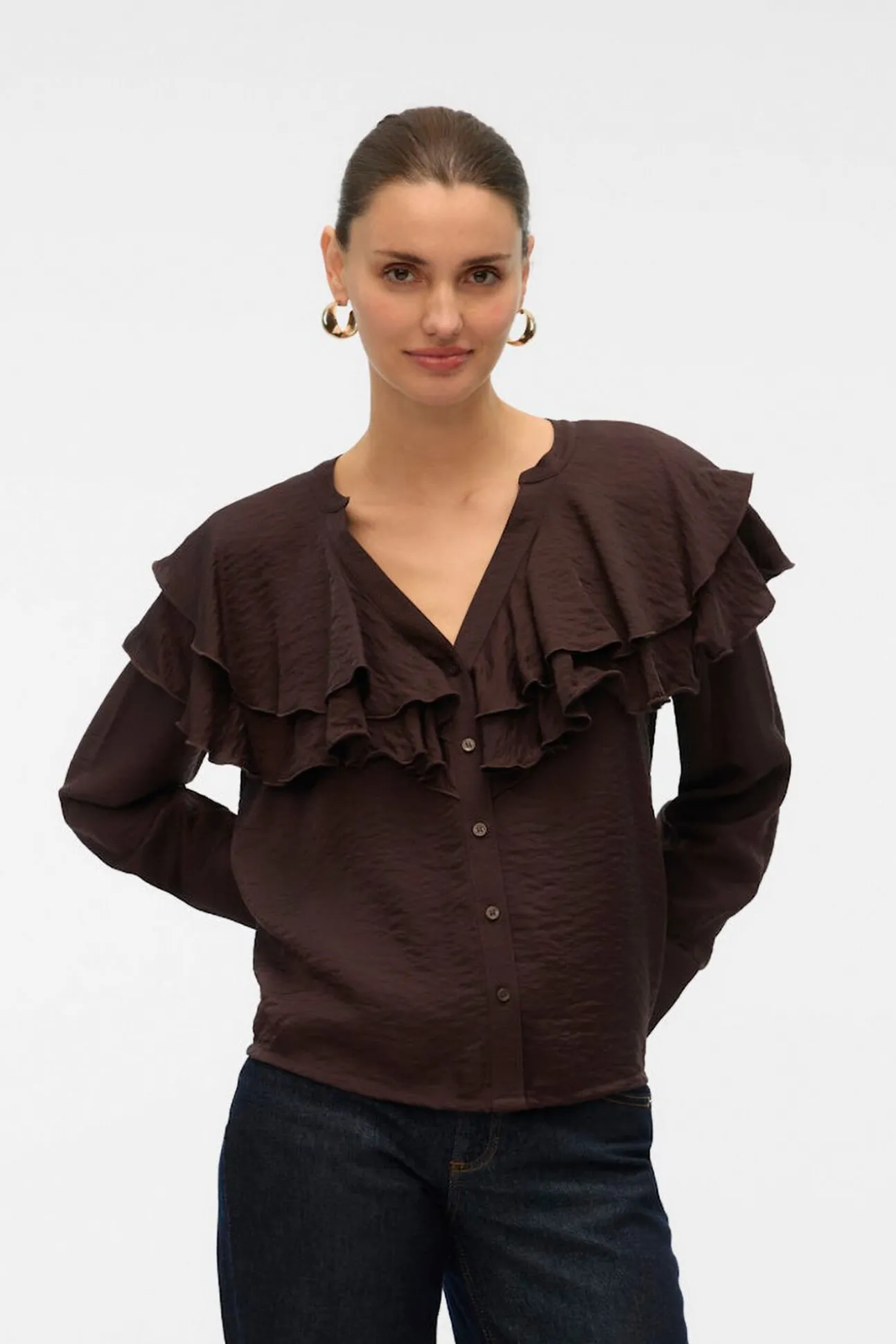 Blusa com gola franzida