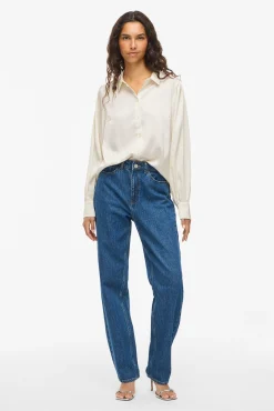 Blusa de cetim de manga manga